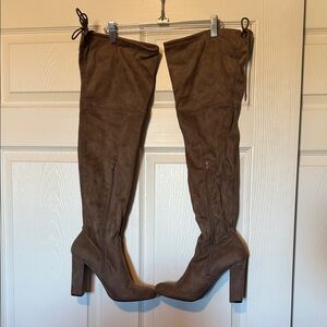 Brown Suede Over-the-Knee Boots